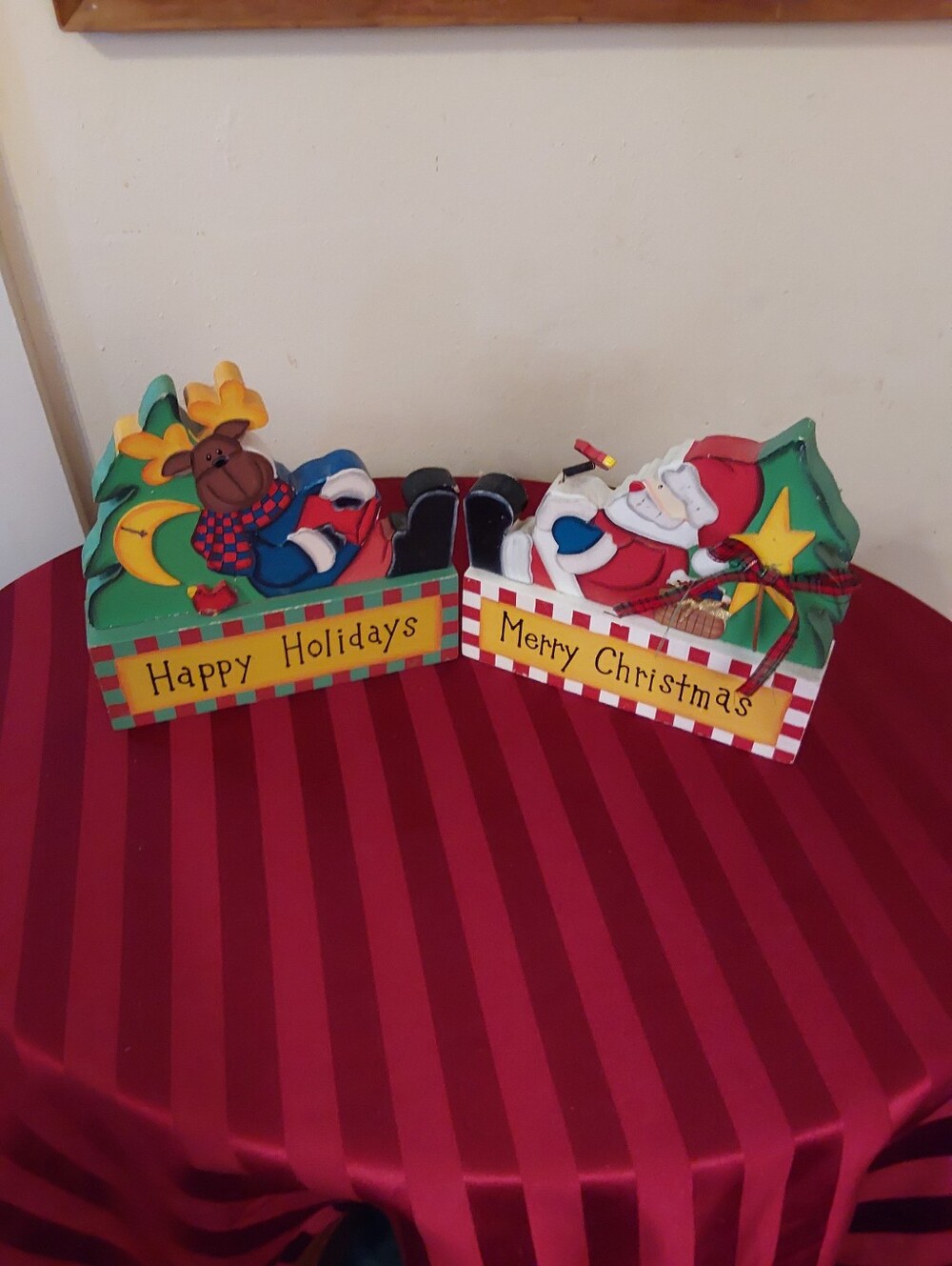 Vintage Christmas Wood Decor, Use As Doorstops Or Window Accents